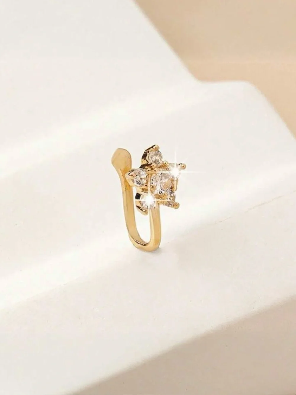 Women's Flower Nose Ring-Shiny Crystal Clip-On Nose Stud